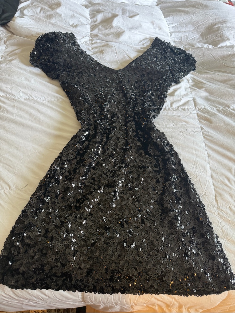 Papillon Vintage Black Sequin Mini Dress - Picture 2 of 6